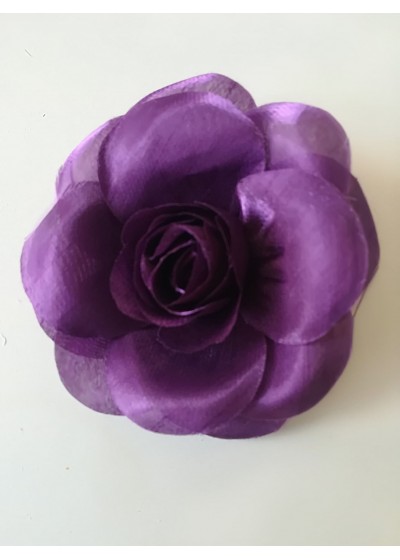 Изкуствена роза за брошка или коса цвят тъмно виолетово